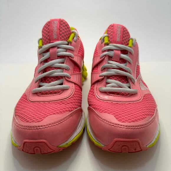Reebok Running Shoes ZigTech H Strap Pink Yellow Mesh Womens Size 5 Fast Ship - Picture 3 of 7